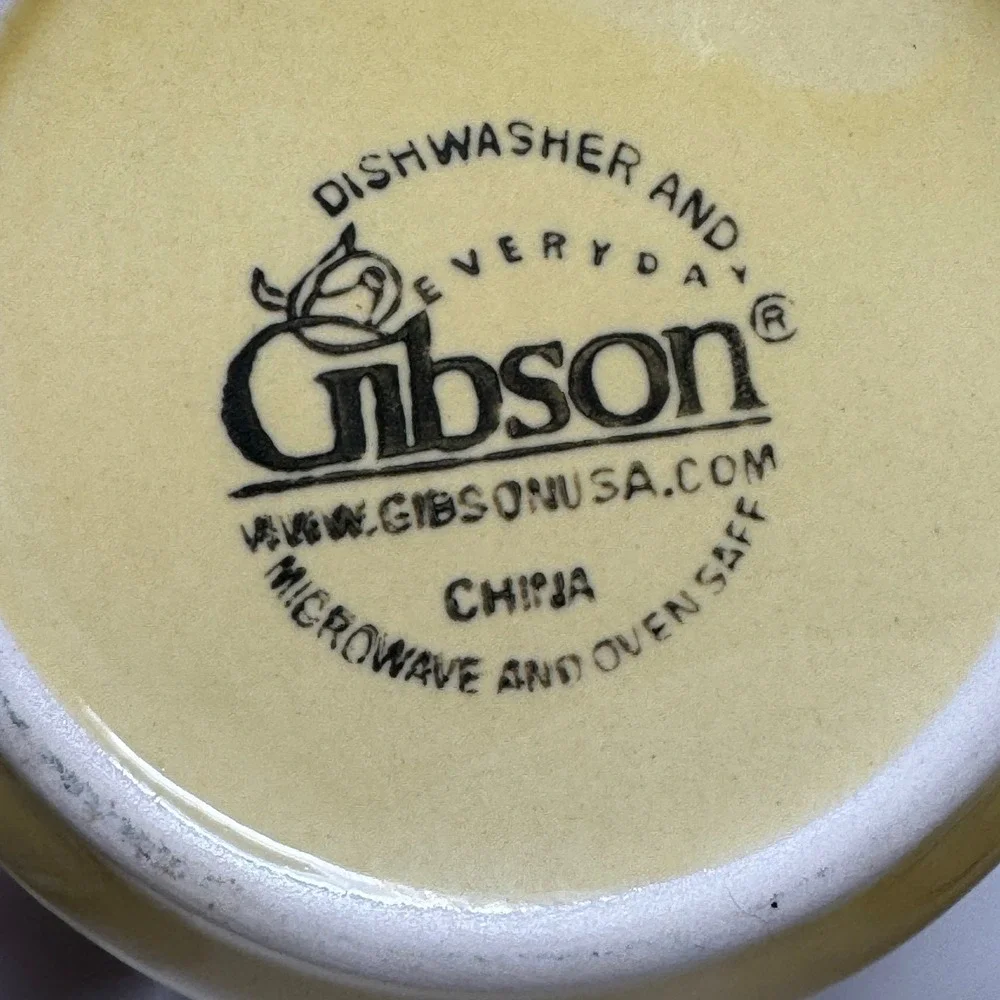 Gibson Yellow Blue Stripe Ceramic Canister Set Lidded Kitchen Storage Grannycore